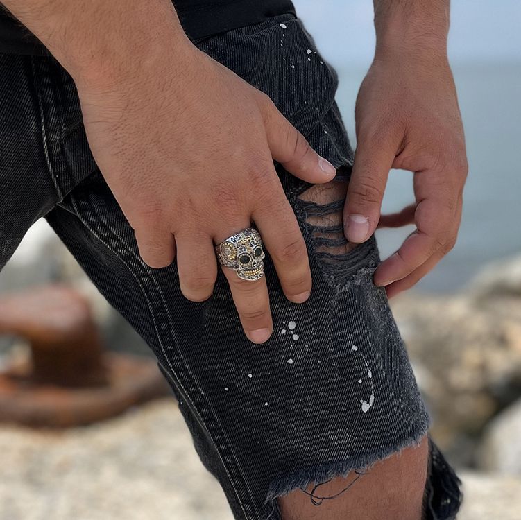 Δαχτυλίδι Από Ανοξείδωτο Ατσάλι Με ΝεκροκεφαλήAS34467