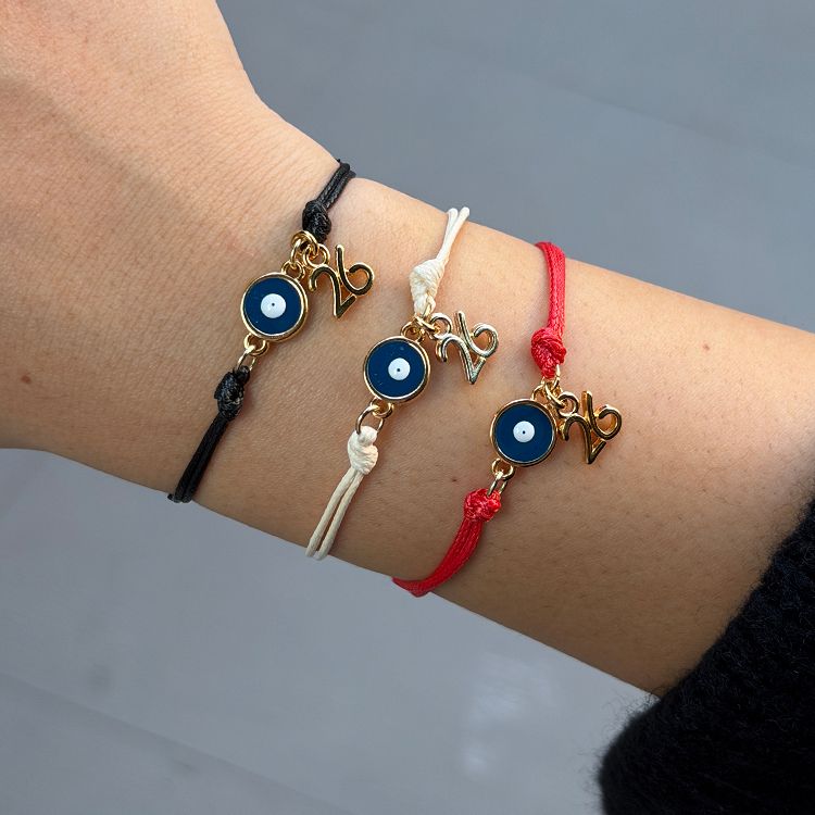 Βραχιόλι Γούρι 2026 Με Ματάκι Μπλε AA21878