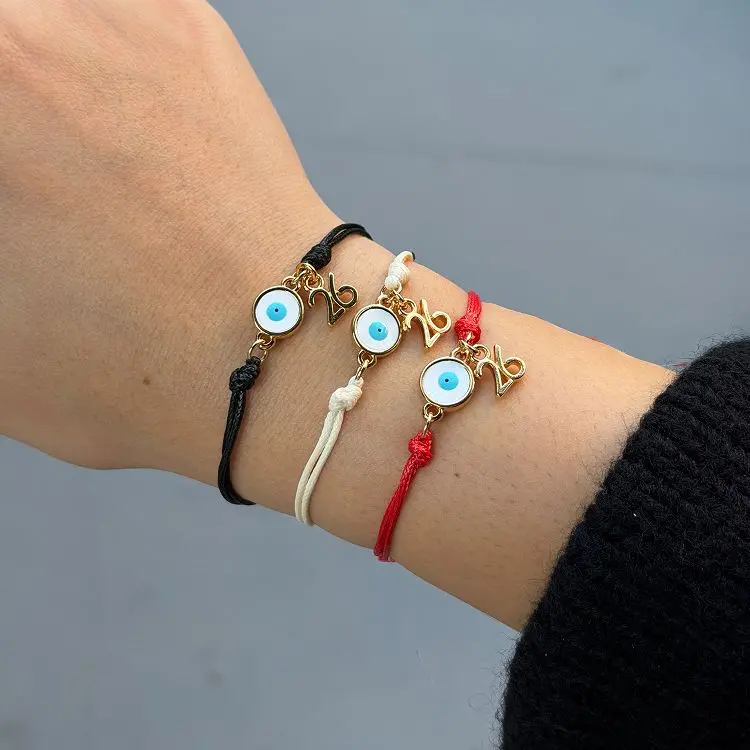 Βραχιόλι Γούρι 2026 Με Ματάκι Λευκό AA21877