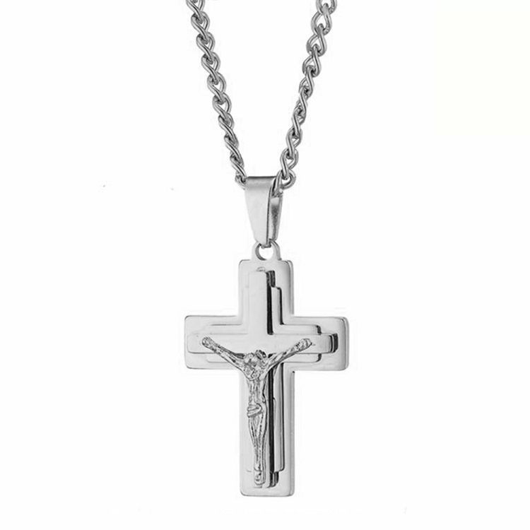 Κολίε Από Ατσάλι Με Σταυρό AS12042