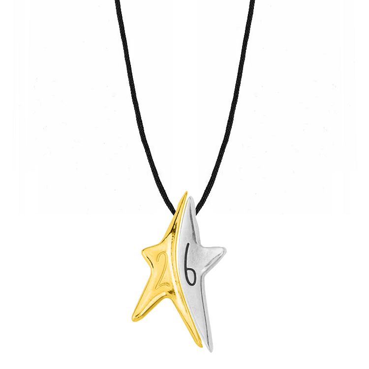 Κολίε Γούρι 2026 Επιχρυσωμένο Αστέρι  Σε Κορδόνι AA13750