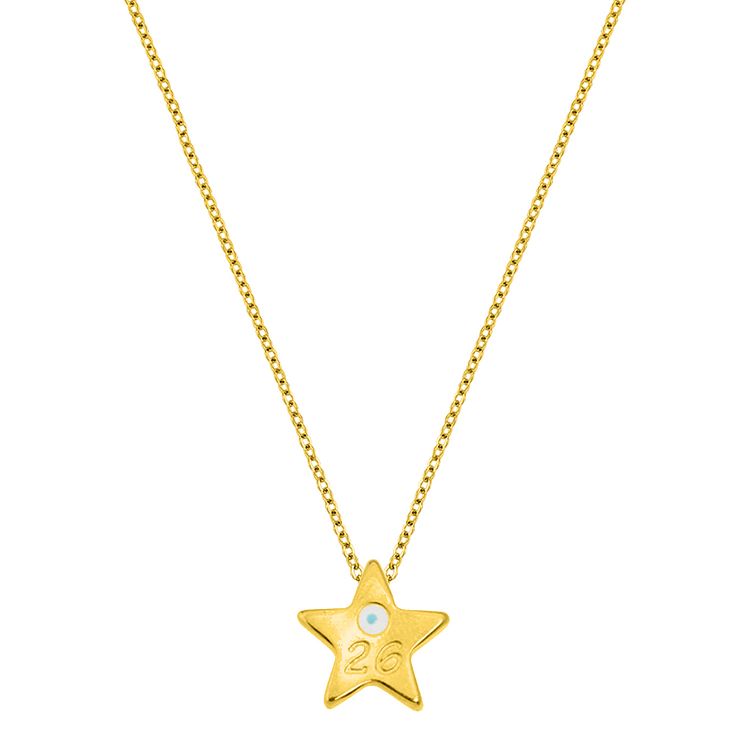 Κολίε Γούρι 2026 Επιχρυσωμένο Με Αστέρι Και Ματάκι AA13757