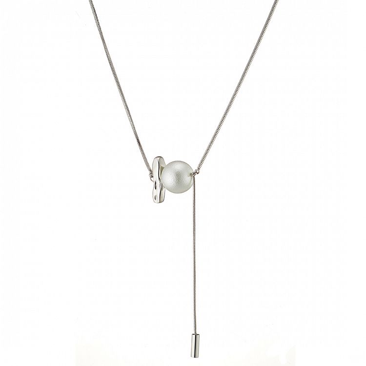 Διπλό Κολίε Από Ατσάλι Με Μαργαριτάρι AS13827
