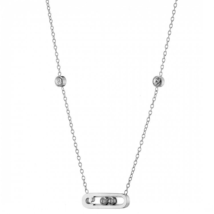 Κολίε Από Ατσάλι Με Ζιργκόν AS13830