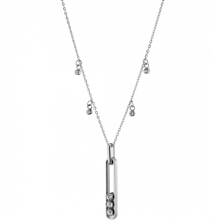 Κολίε Από Ατσάλι Με Ζιργκόν AS13832