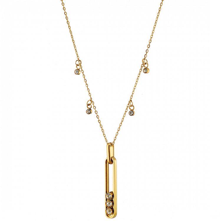 Κολίε Από Ατσάλι Επιχρυσωμένο 24Κ Με Ζιργκόν AS13833