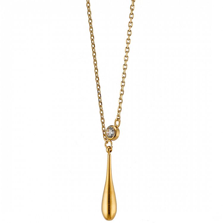 Κολίε Από Ατσάλι Επιχρυσωμένο 24Κ Με Ζιργκόν AS13845