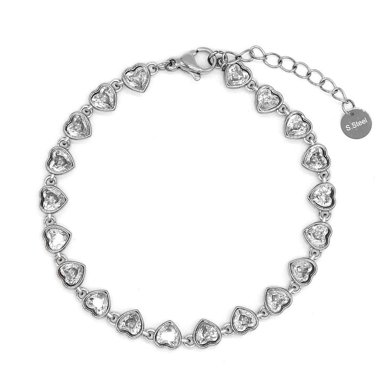 AMOR AMOR - ΣΗΜΑΝΤΙΚΟ: Σε περίπτωση διαφοράς τιμής από το κατάστημα ισχύει παντα και μόνο η τιμή του καταστήματος Βραχιόλι Ριβιέρα Με Καρδιές Από Ατσάλι MI21890