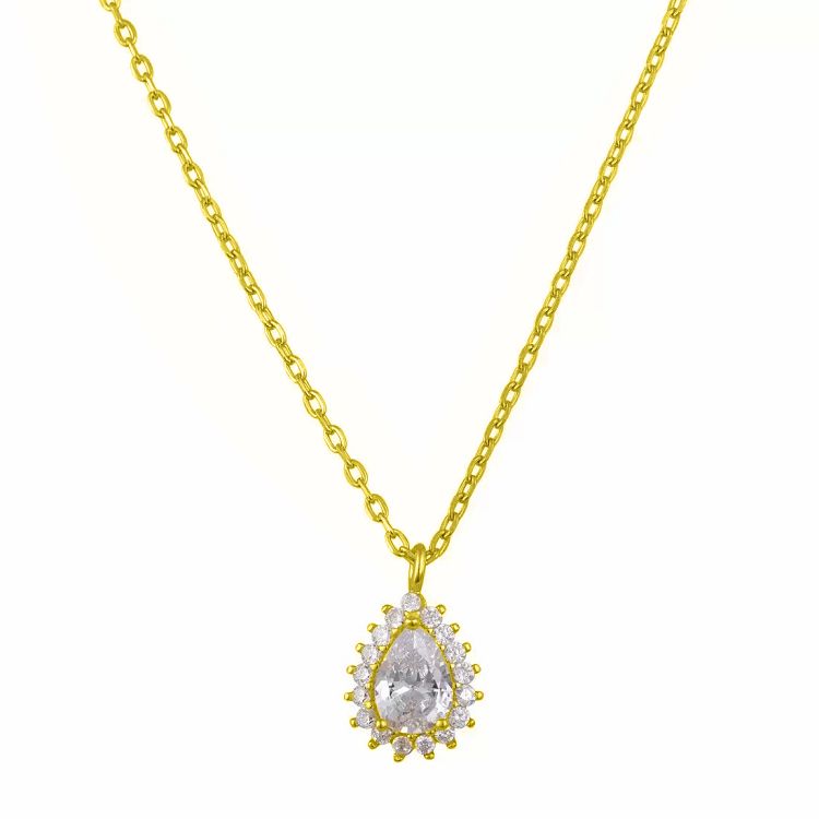 Κολιέ Ροζέτα Από Ασήμι 925 Επιχρυσωμένο Με Δάκρυ SS17378