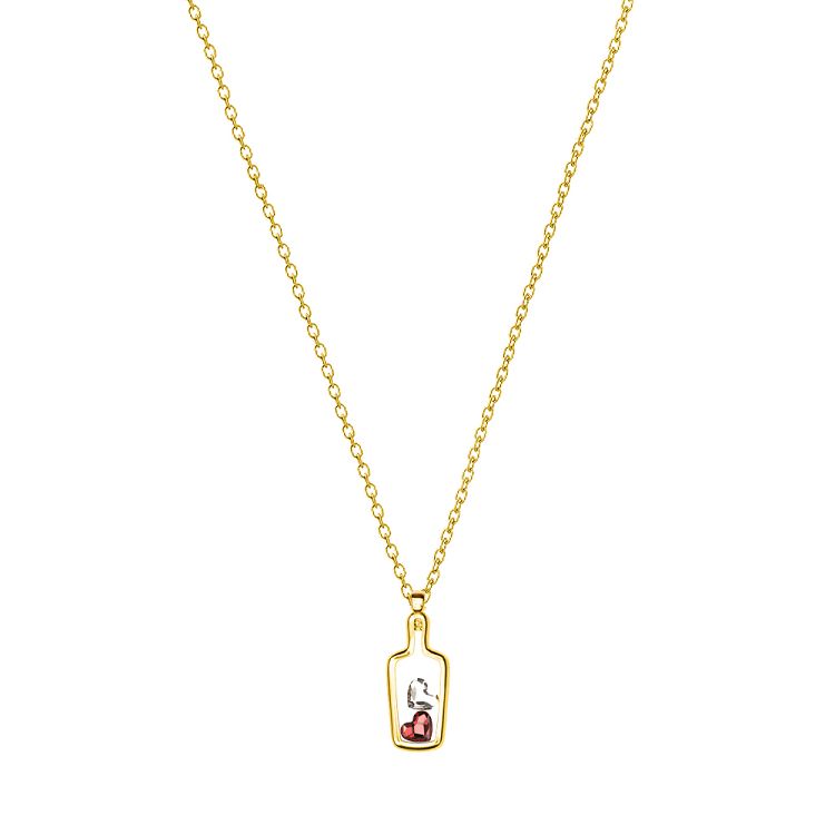 Κολιέ Από Ασήμι 925 Επιχρυσωμένο Με Καρδιές Swarovski Κόκκινες EX15410