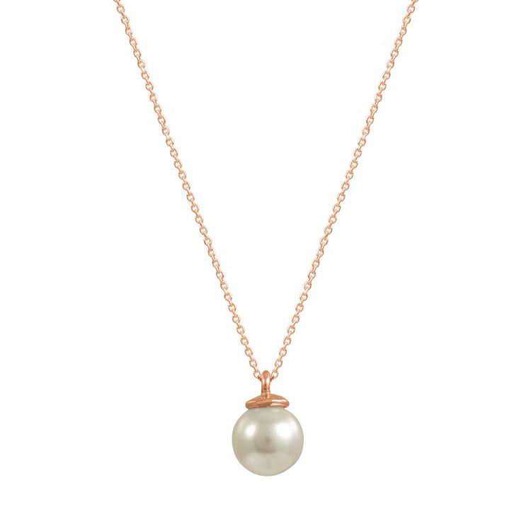 Κολιέ Από Ασήμι 925 Ροζ Επιχρυσωμένο Με Πέρλα Swarovski EX16606