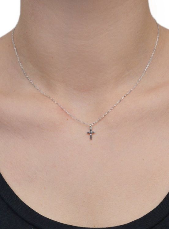 Κολιέ Από Ασήμι 925 Επιπλατινωμένο Με Σταυρό KO18266