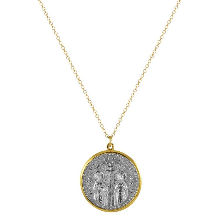 Κολιέ Από Ασήμι 925 Επιπλατινωμένο Και Επιχρυσωμένο Φλουρί Κωνσταντινάτο ΚΟ19658 117555