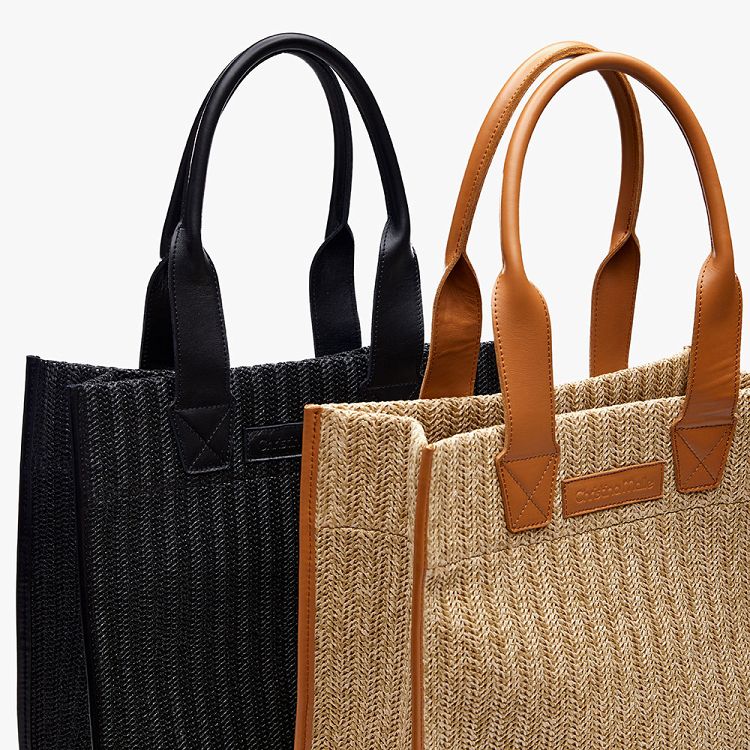 Black Straw Shopper Bag - Shoulder Bag by Christina Malle CM96445