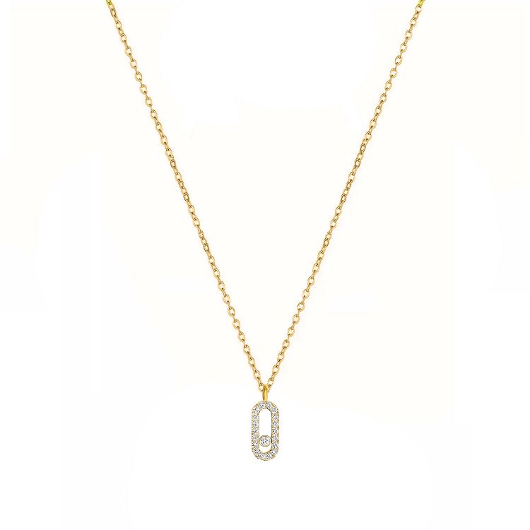 Κολίε Από Ατσάλι Επιχρυσωμένο Με Ζιργκόν MI13739