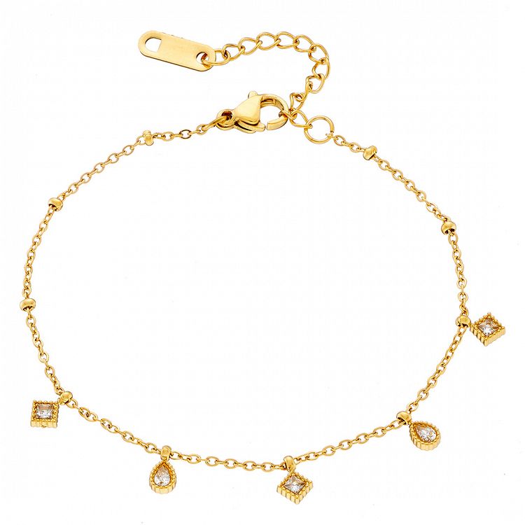 Βραχιόλι Από Ατσάλι Επιχρυσωμένο 24Κ Με Ρόμβους AS21482