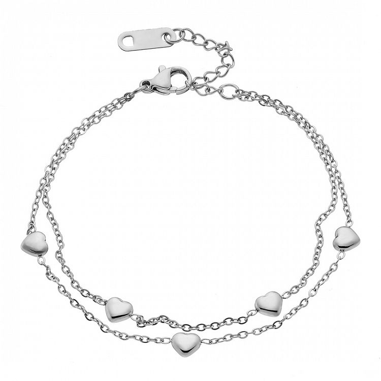 Βραχιόλι Από Ατσάλι Με Καρδιές AS21485
