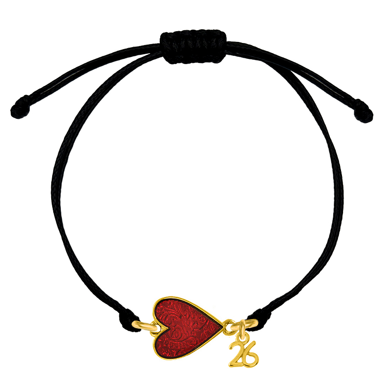 Βραχιόλι Γούρι 2026 Με Καρδιά Κόκκινη AA21843