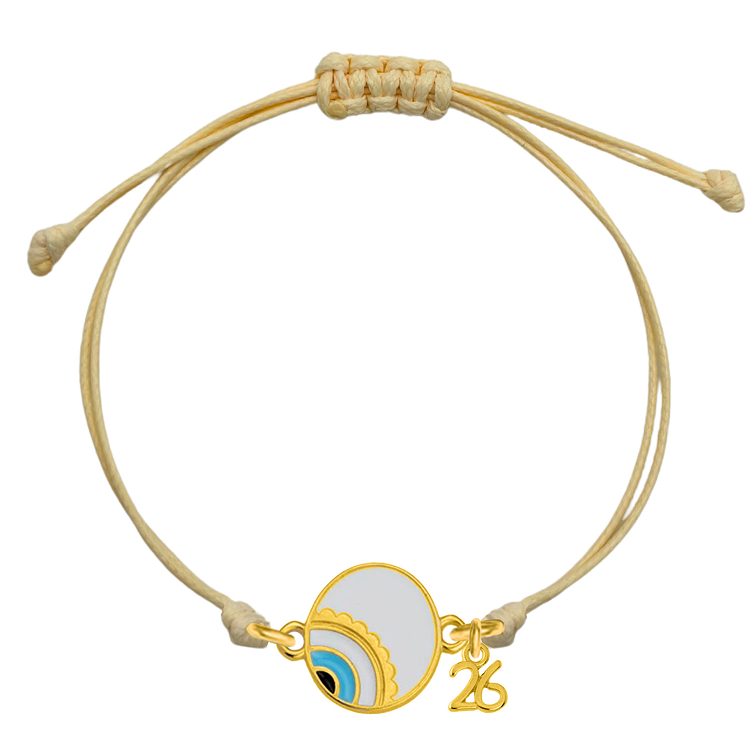 Βραχιόλι Γούρι 2026 Με Ματάκι Λευκό AA21856 KOKKINO