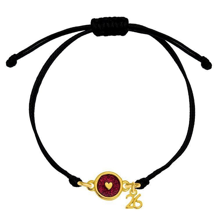 Βραχιόλι Γούρι 2026 Με Καρδιά Glitter AA21879 ΜΠΕΖ