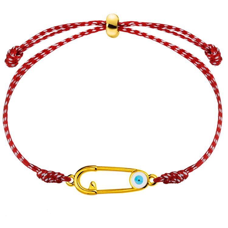 Βραχιόλι Μάρτης Από Κορδόνι Και Ορείχαλκο Επιχρυσωμένο 
