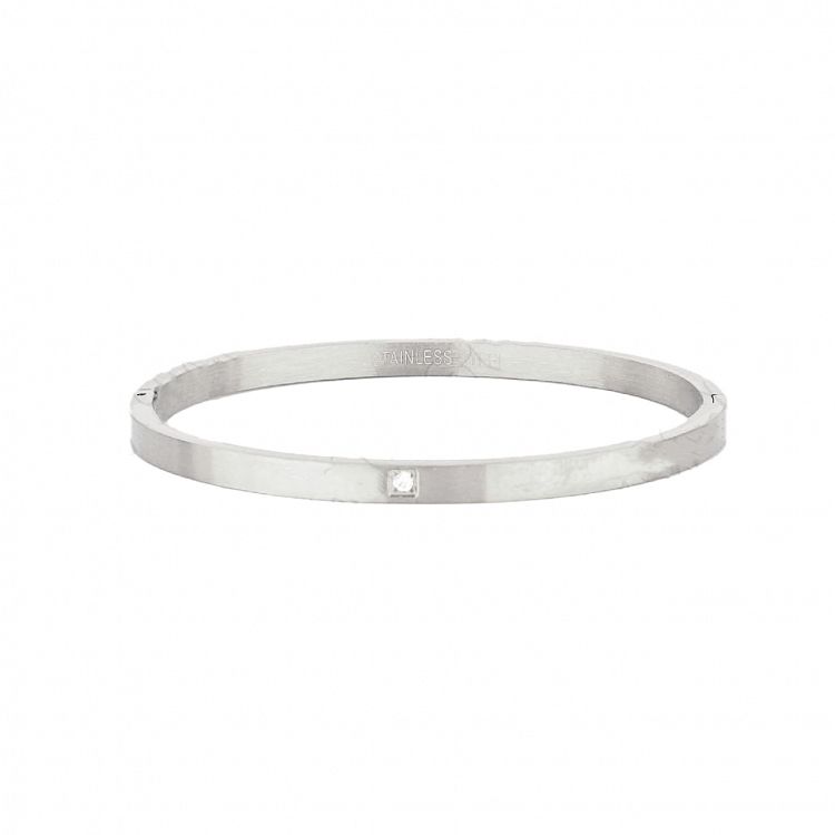 AMOR AMOR - ΣΗΜΑΝΤΙΚΟ: Σε περίπτωση διαφοράς τιμής από το κατάστημα ισχύει παντα και μόνο η τιμή του καταστήματος Βραχιόλι Βέργα Από Ατσάλι Με Ζιργκόν TU29749