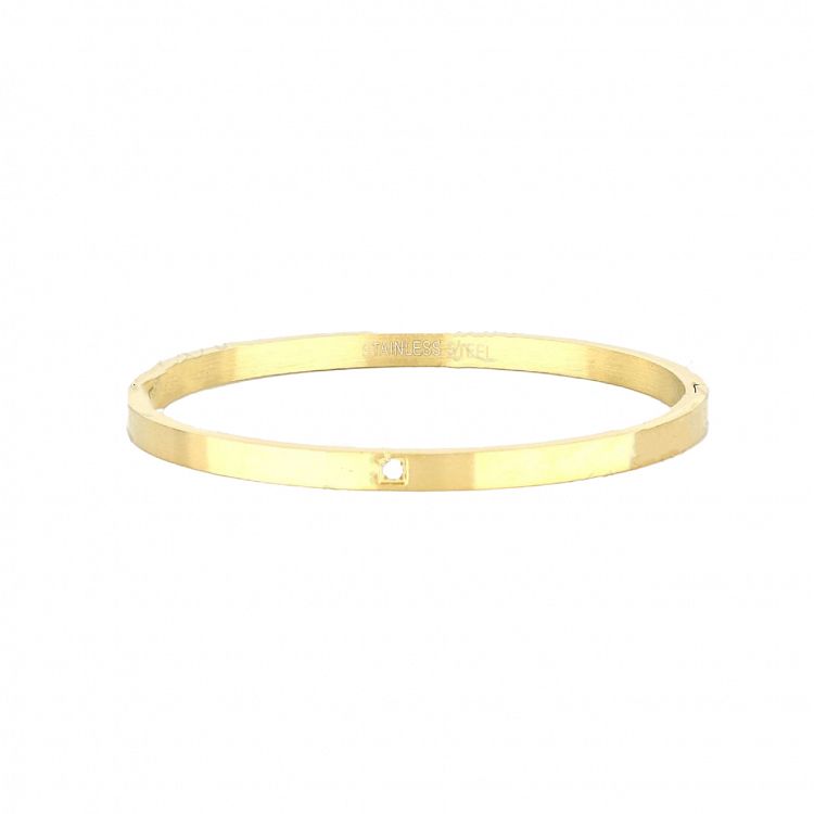 Βραχιόλι Βέργα Από Ατσάλι Επιχρυσωμένο Με Ζιργκόν TU29750