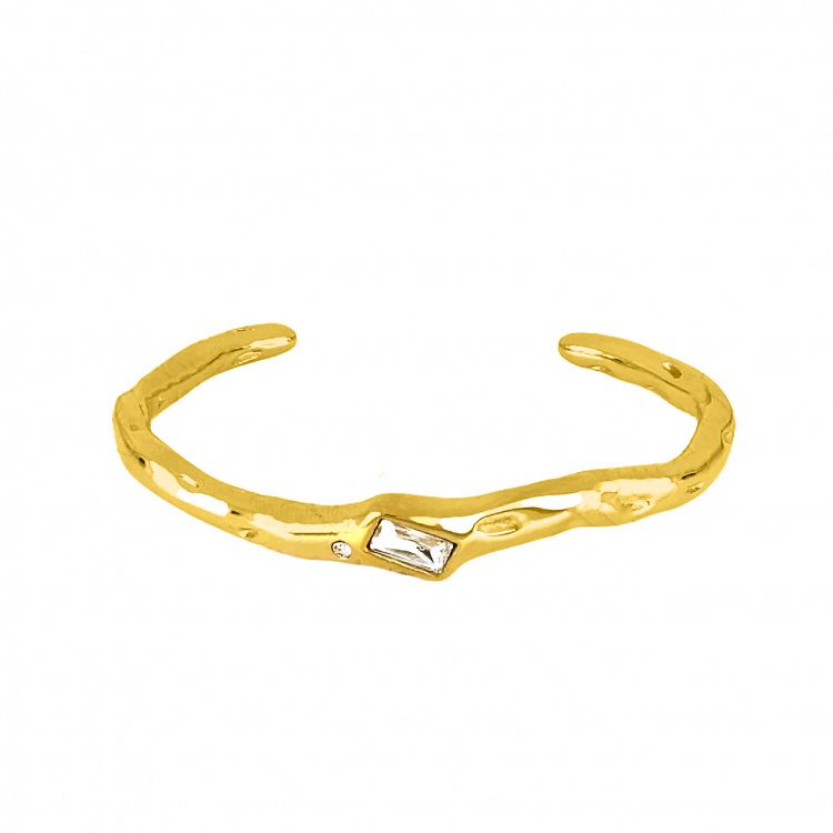 Βραχιόλι Βέργα Από Ατσάλι Επιχρυσωμένο Με Ζιργκόν TU297