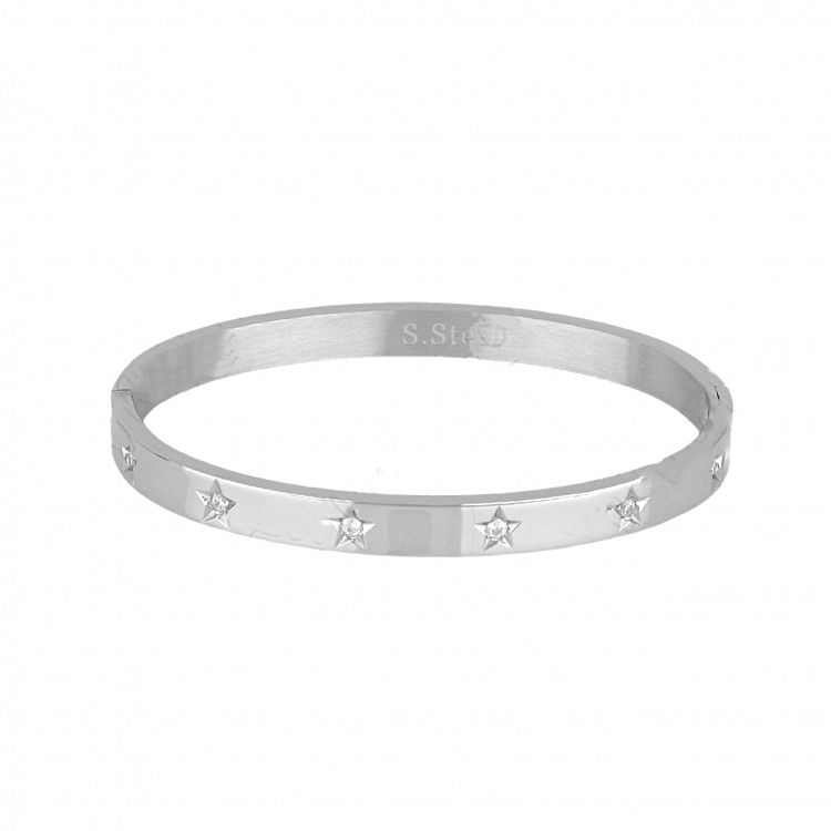 Βραχιόλι Βέργα Από Ατσάλι Με Ζιργκόν TU29753