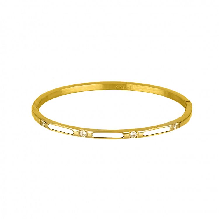 Βραχιόλι Βέργα Από Ατσάλι Επιχρυσωμένο Με Φίλντισι Και 