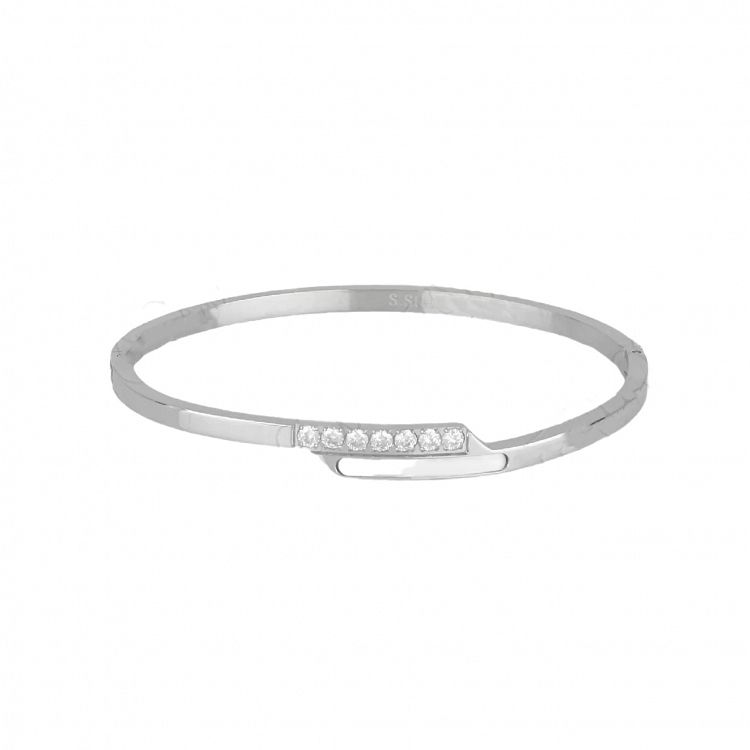 Βραχιόλι Βέργα Από Ατσάλι Με Ζιργκόν TU29773