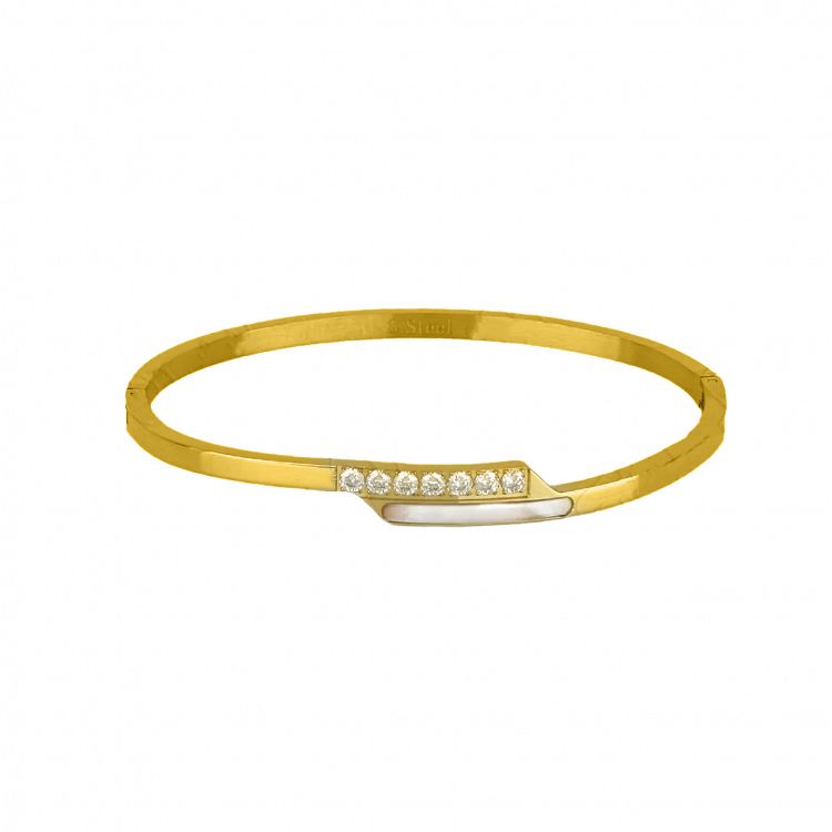 Βραχιόλι Βέργα Από Ατσάλι Επιχρυσωμένο Με Ζιργκόν TU297