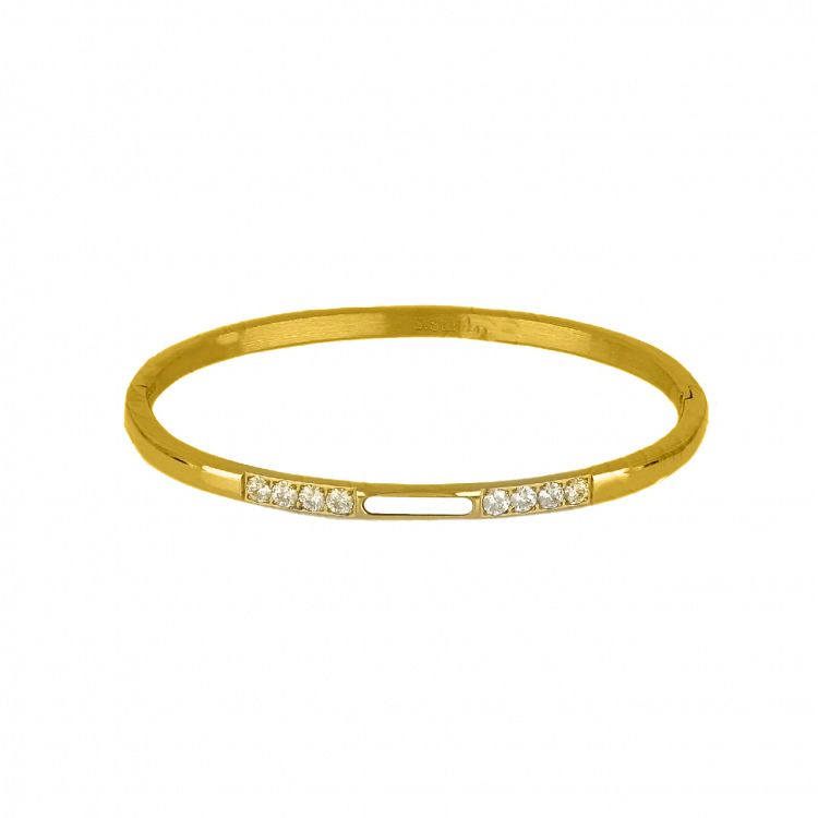 AMOR AMOR - ΣΗΜΑΝΤΙΚΟ: Σε περίπτωση διαφοράς τιμής από το κατάστημα ισχύει παντα και μόνο η τιμή του καταστήματος Βραχιόλι Βέργα Από Ατσάλι Επιχρυσωμένο Με Ζιργκόν TU297