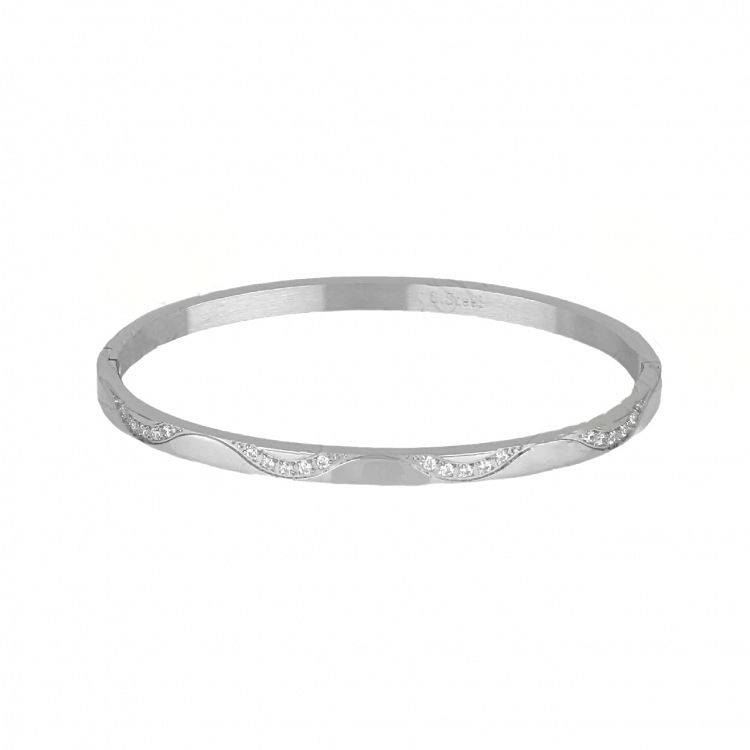 Βραχιόλι Βέργα Από Ατσάλι Με Ζιργκόν TU29783