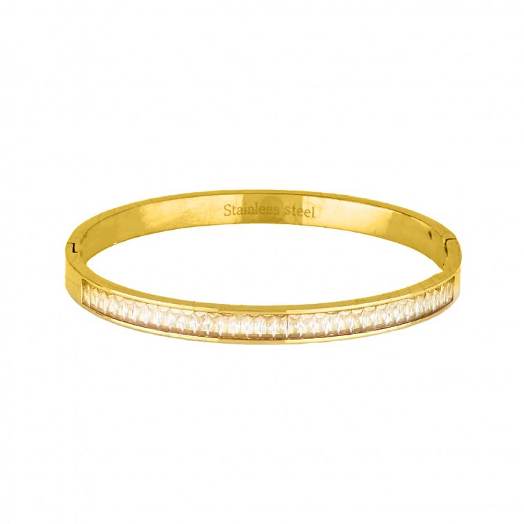 Βραχιόλι Βέργα Από Ατσάλι Επιχρυσωμένο Mε Ζιργκόν TU297