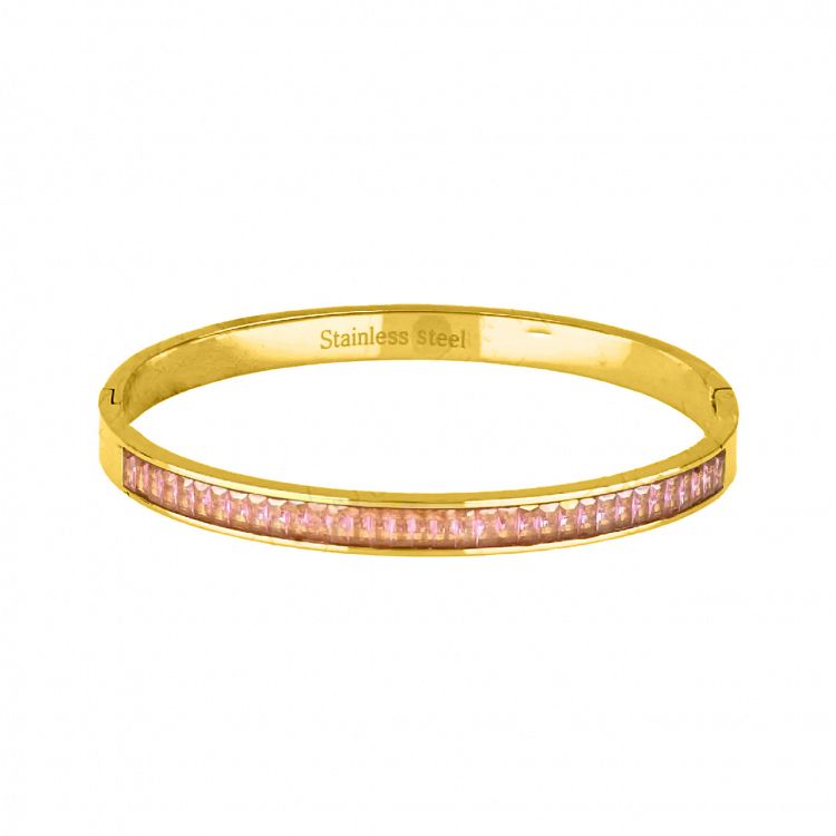 Βραχιόλι Βέργα Από Ατσάλι Επιχρυσωμένο Mε Ζιργκόν TU298