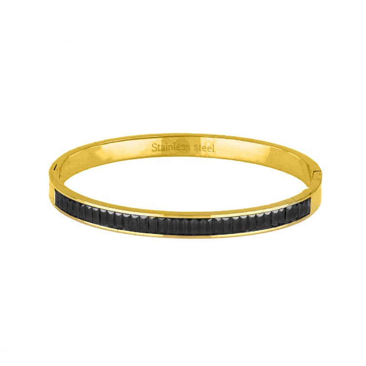 Βραχιόλι Βέργα Από Ατσάλι Επιχρυσωμένο Mε Ζιργκόν TU298