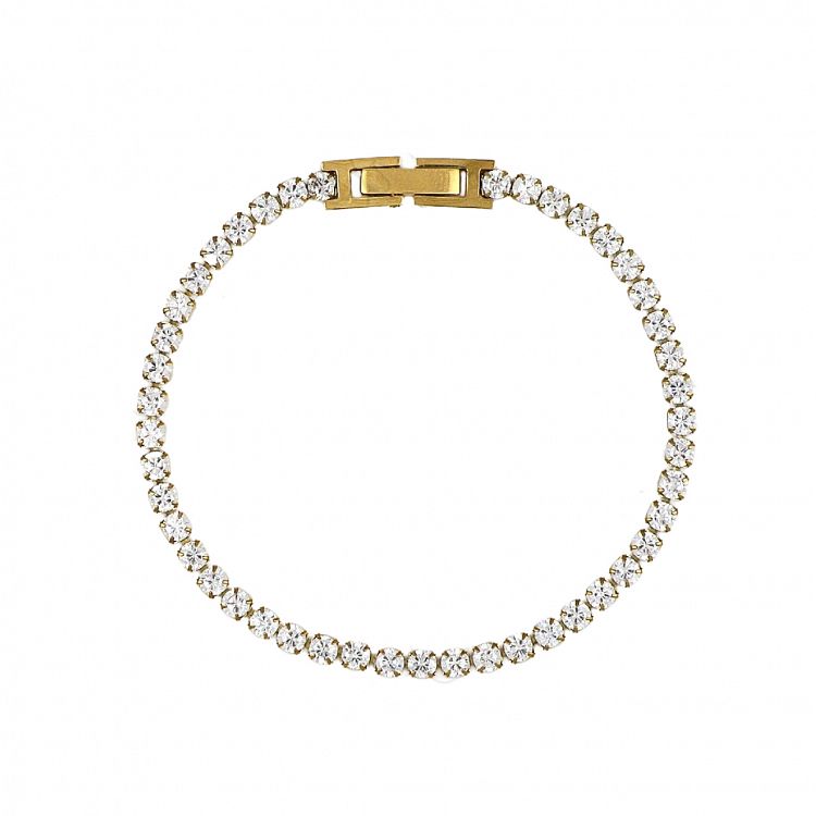 Βραχιόλι Ριβιέρα 3mm Από Ατσάλι Επιχρυσωμένο TU29811