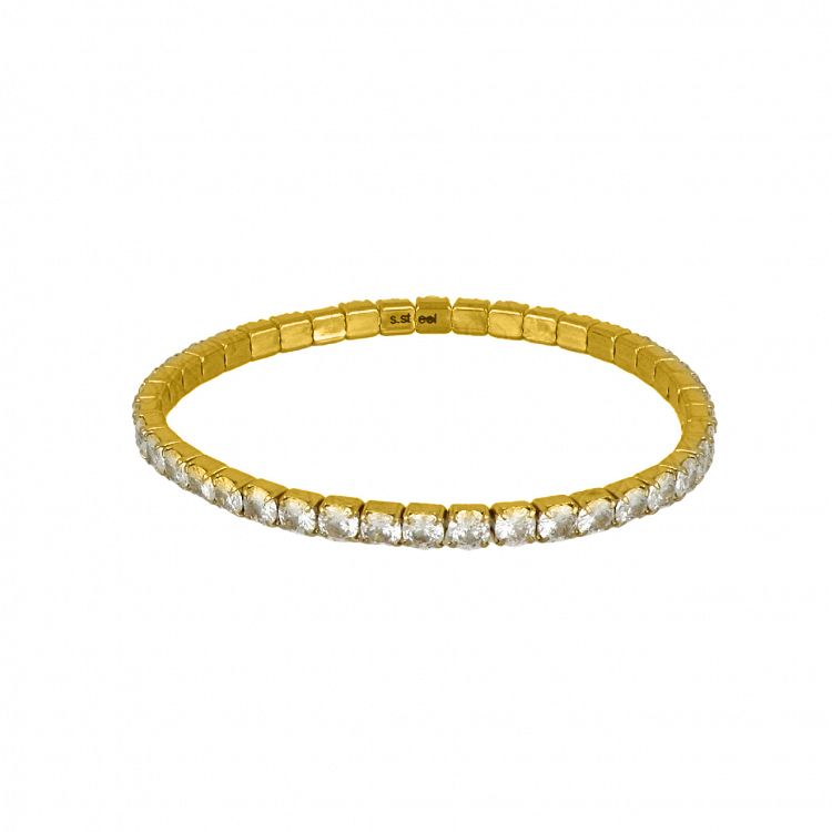 Βραχιόλι Ριβιέρα Ελαστικό Από Ατσάλι Επιχρυσωμένο TU298