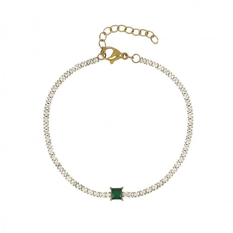 Βραχιόλι Ριβιέρα 2mm Από Ατσάλι Επιχρυσωμένο TU29825