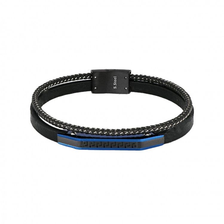 Βραχιόλι Από Δέρμα Και Ατσάλι Με Μαίανδρο TU29839