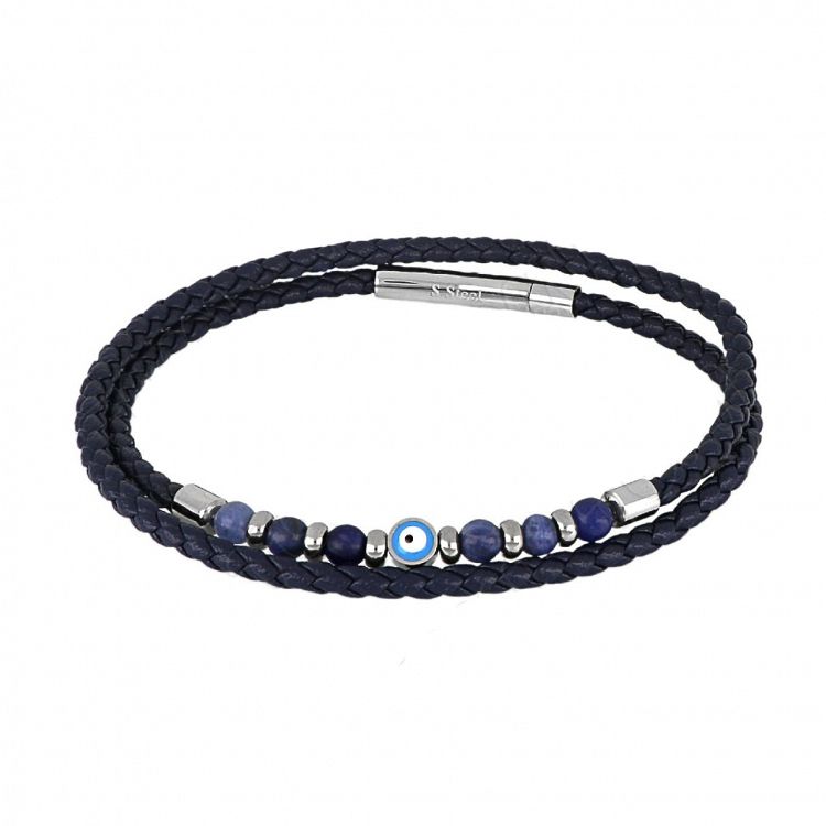 AMOR AMOR - ΣΗΜΑΝΤΙΚΟ: Σε περίπτωση διαφοράς τιμής από το κατάστημα ισχύει παντα και μόνο η τιμή του καταστήματος Βραχιόλι Από Δέρμα Και Ατσάλι Με Ματάκι TU29844