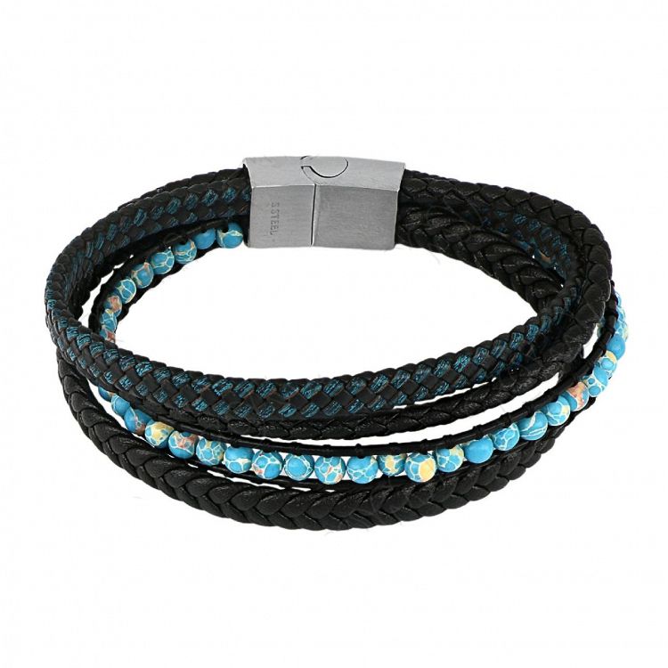 Βραχιόλι Από Δέρμα Και Ατσάλι TU29850