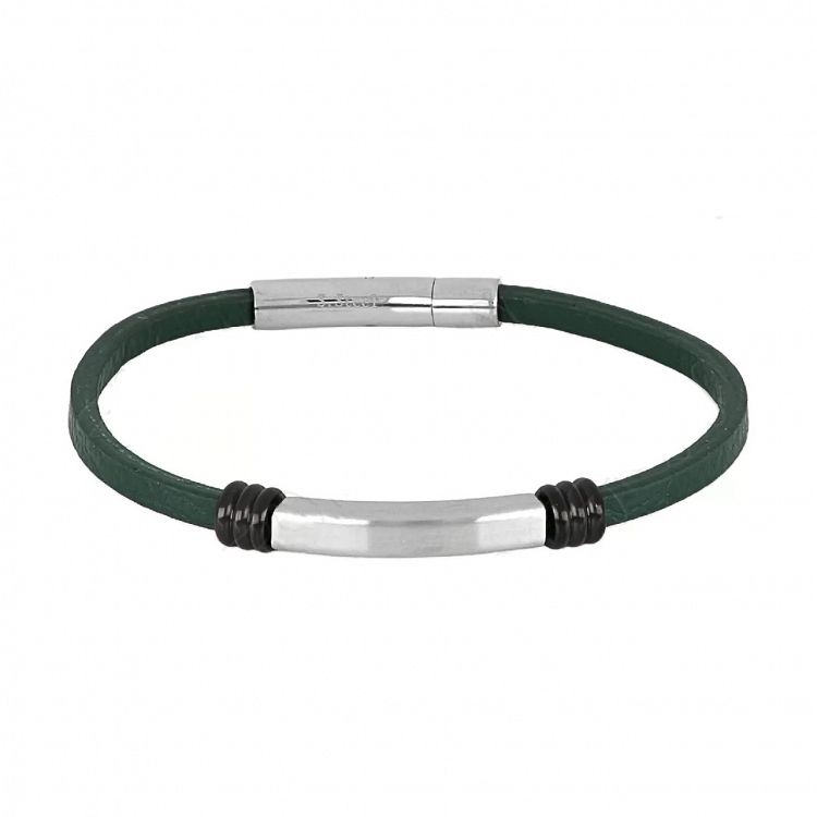 Βραχιόλι Από Δέρμα Και Ατσάλι Με Ταυτότητα TU29858