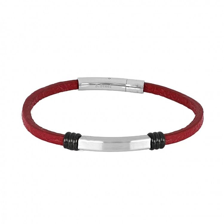 Βραχιόλι Από Δέρμα Και Ατσάλι Με Ταυτότητα TU29859