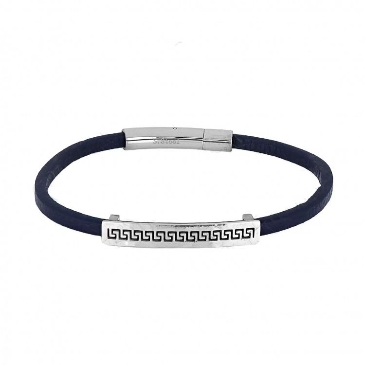Βραχιόλι Από Δέρμα Και Ατσάλι Με Μαίανδρο TU29861
