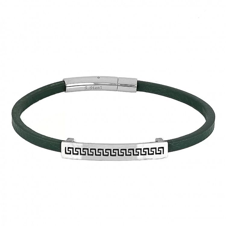 Βραχιόλι Από Δέρμα Και Ατσάλι Με Μαίανδρο TU29862