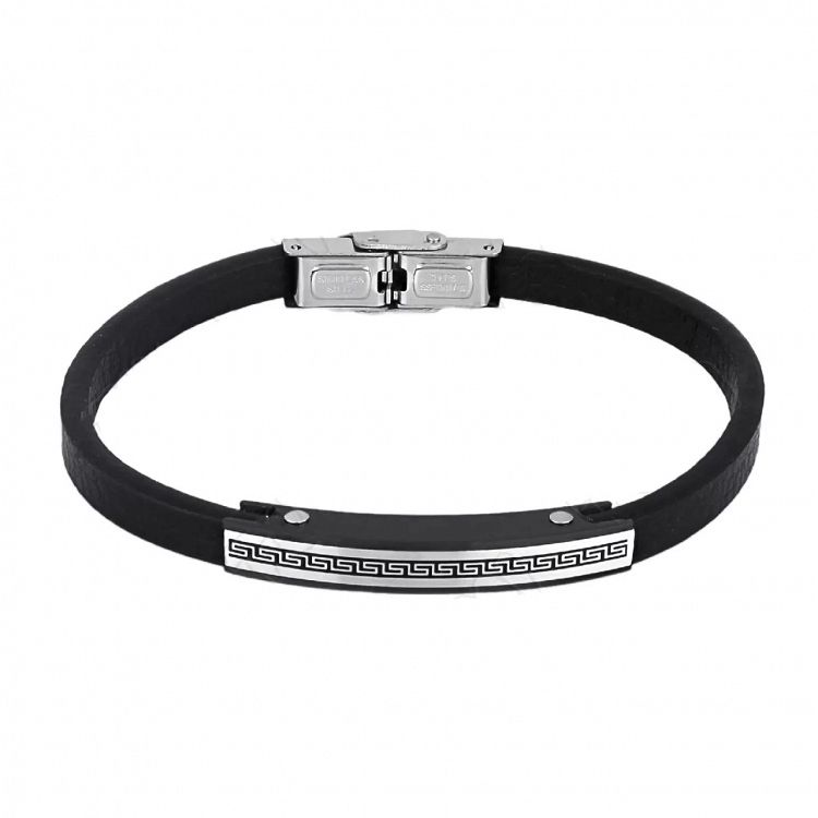 AMOR AMOR - ΣΗΜΑΝΤΙΚΟ: Σε περίπτωση διαφοράς τιμής από το κατάστημα ισχύει παντα και μόνο η τιμή του καταστήματος Βραχιόλι Από Δέρμα Και Ατσάλι Με Μαίανδρο TU29870