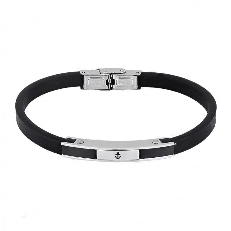 Βραχιόλι Από Δέρμα Και Ατσάλι Με Άγκυρα TU29873