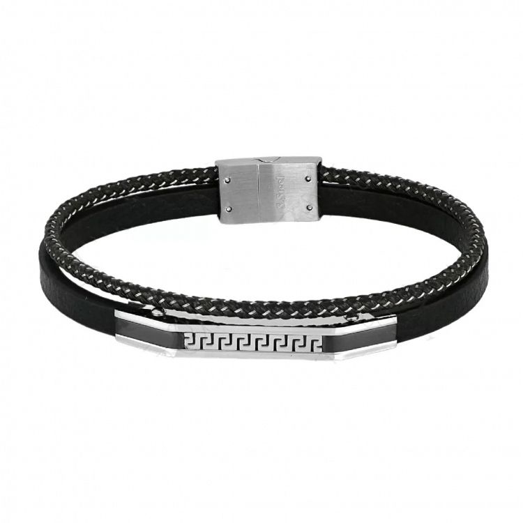 Βραχιόλι Από Δέρμα Και Ατσάλι Με Μαίανδρο TU29876